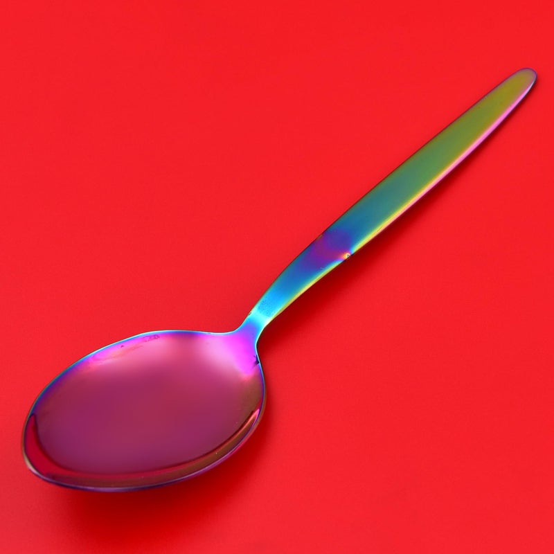 BNAZIND Kunz Spoons Cooking Spoons 18/10 Stainless Steel Titanium Shiny Rainbow Basting Spoon - 9 Inches Plating Spoons - Daily Chef Spoons - quenelle spoon - Serving Spoon - Image 2